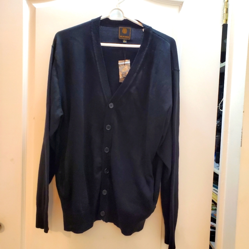 F/X Fusion black v-neck cardigan sz L NWT